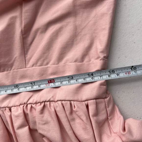 Joie Powder Pink Floral Midi Dress Tie Straps Sz L Soft Girl Cottagecore Smocked - Picture 13 of 15